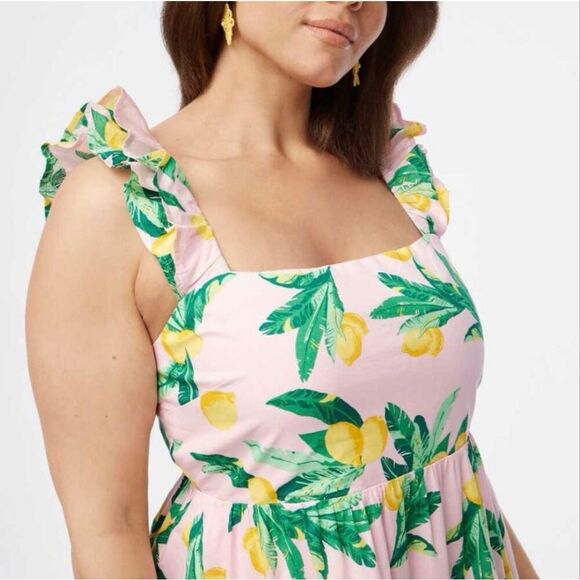 J. Crew Pink Lemon Square Neck MIDI Dress Women’s Size 4 - Picture 2 of 10